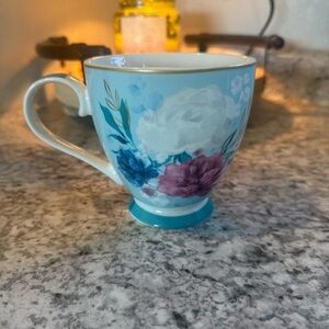 The English Mug Co Fine China Blue Floral Footed Mug